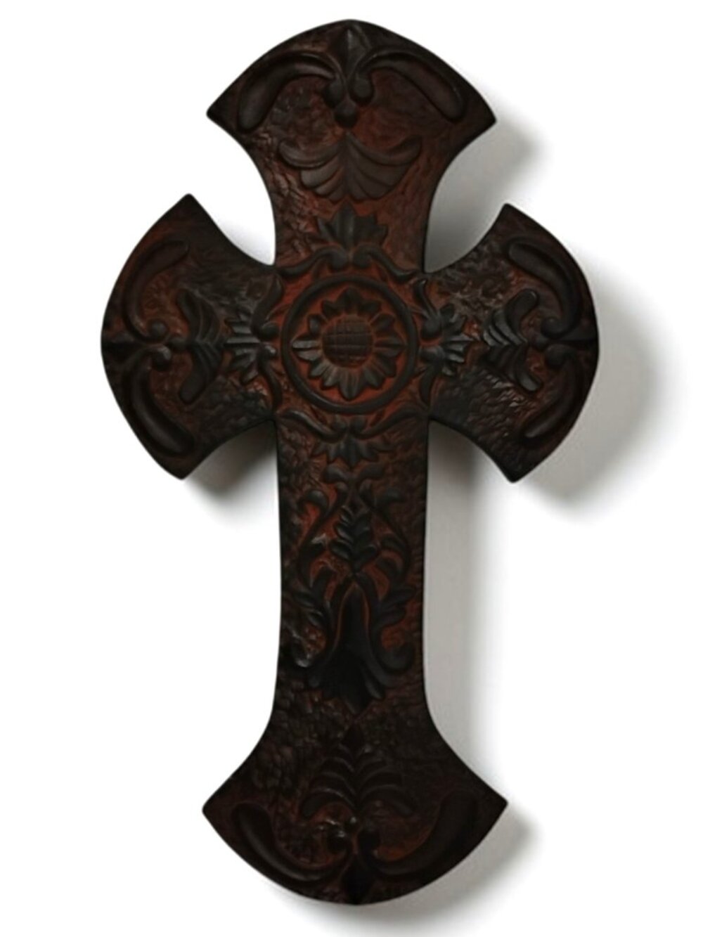 UNIQUE Shaped Handmade Mixed Materials Wall Hanging Cross Decor 12"x6.5"